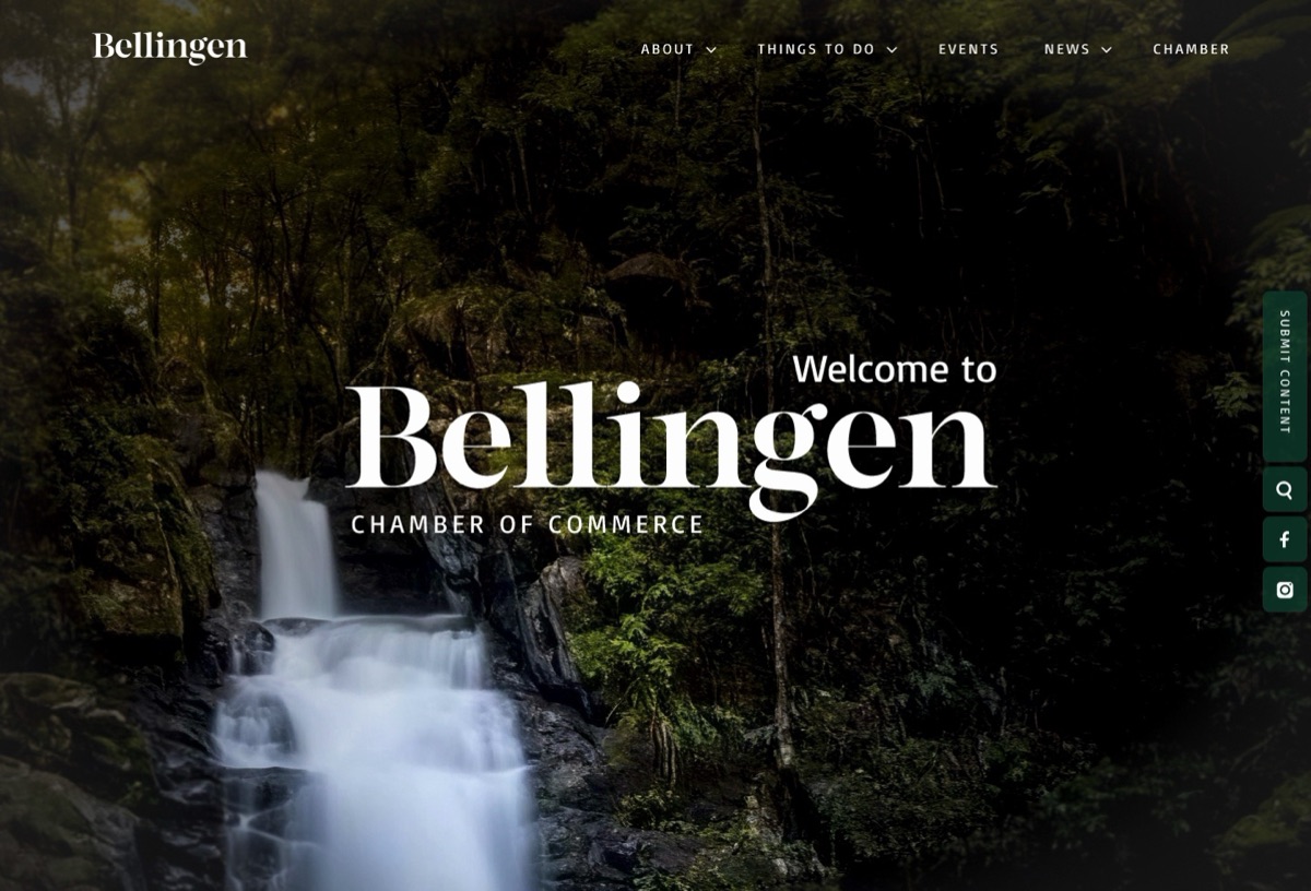 Bellingen Destination homepage with landscape photography