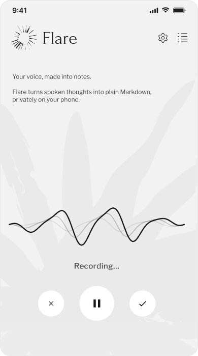 Flare recording a voice note